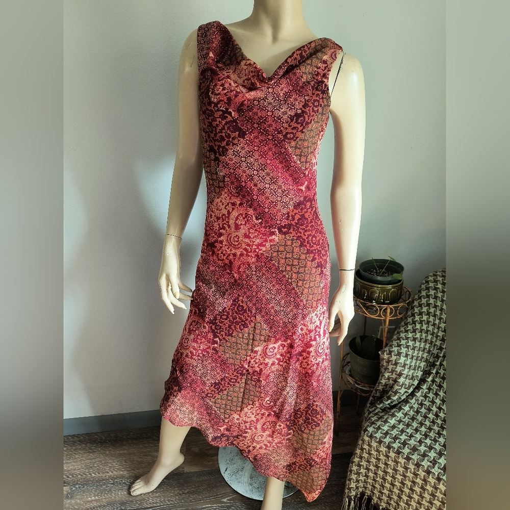 Vintage Y2K Cowl Neck Asymmetrical Dress